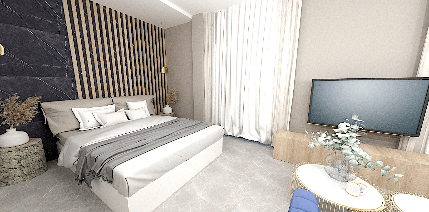 Projet chambre adulte réalisé par E-interiorconcept, vue 3