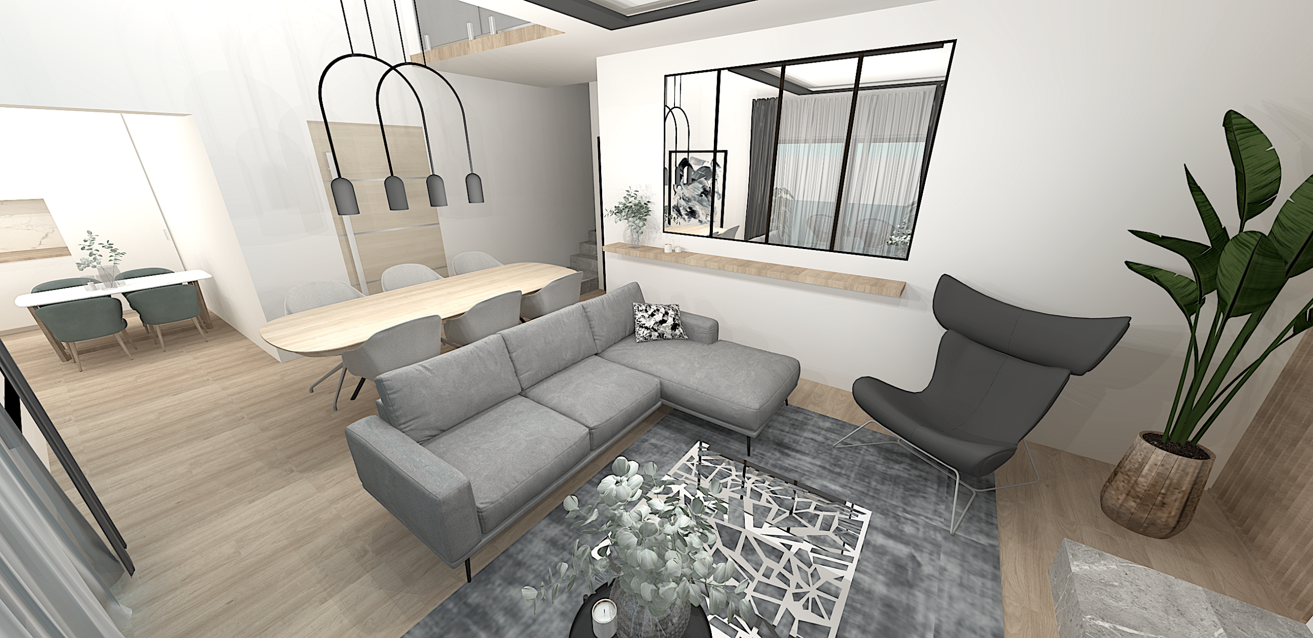 Projet pièce de vie réalisé par E-interiorconcept, vue 2