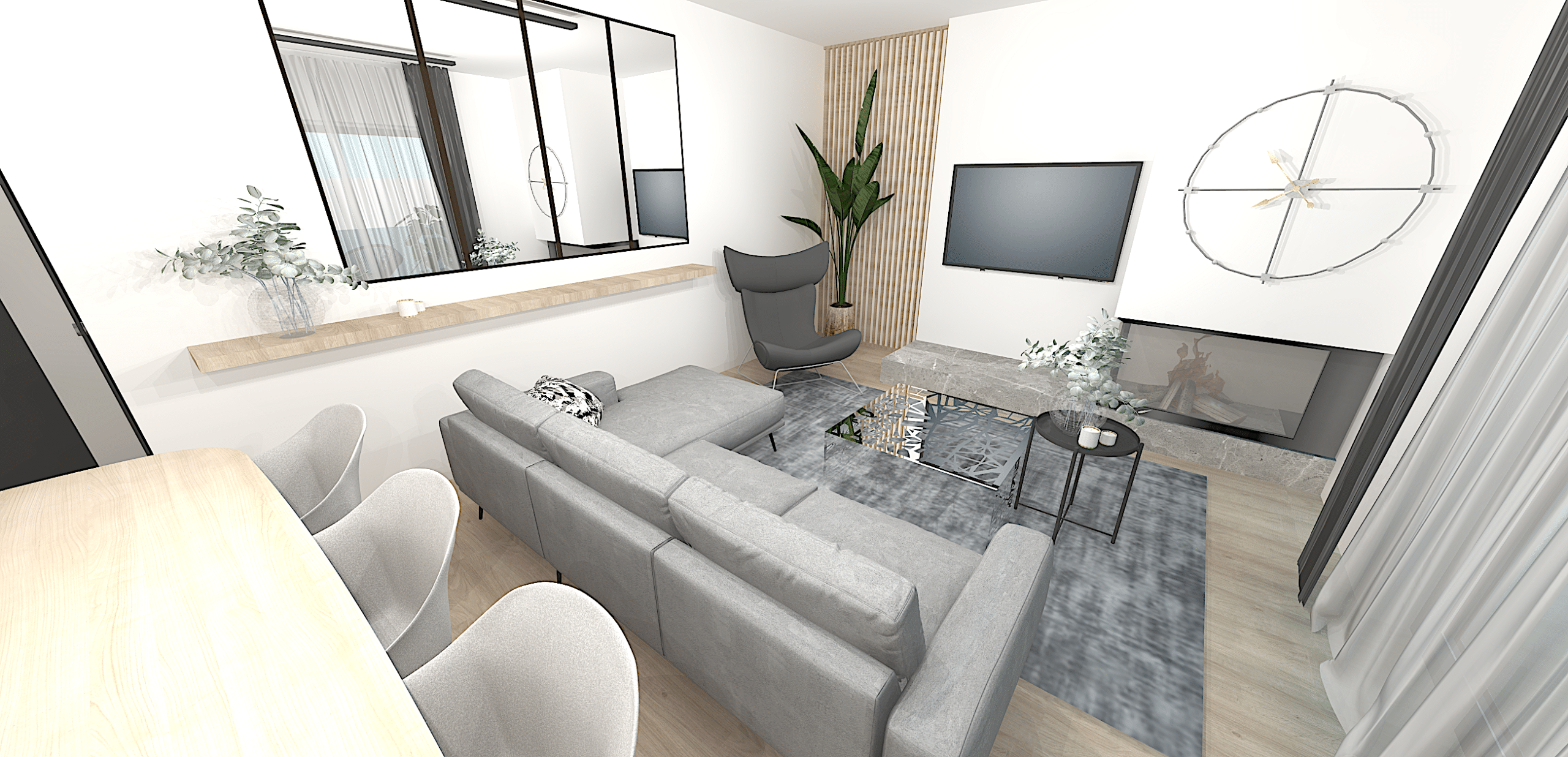 Projet pièce de vie réalisé par E-interiorconcept, vue 3
