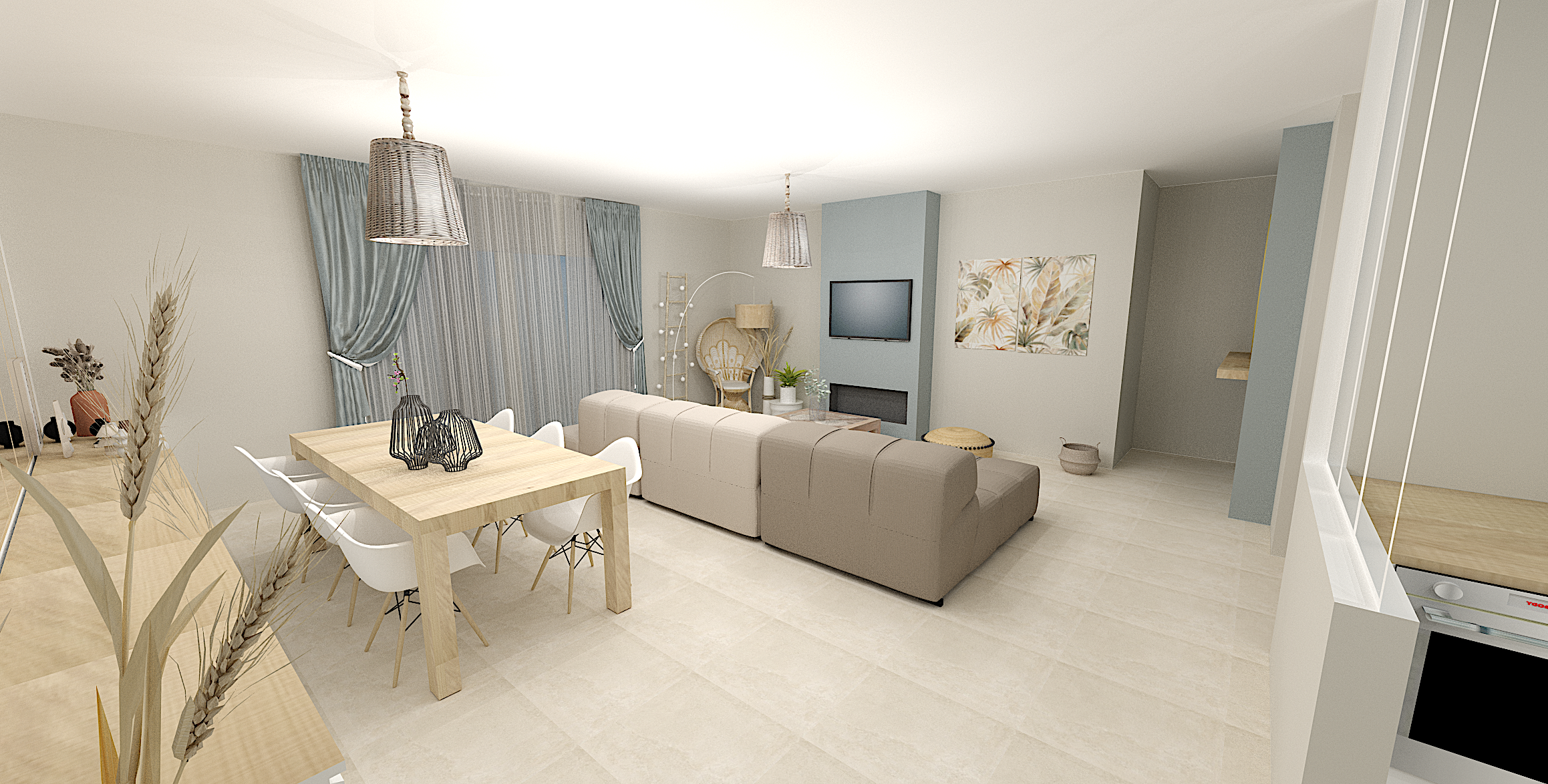 Projet pièce de vie réalisé par E-interiorconcept, vue 6